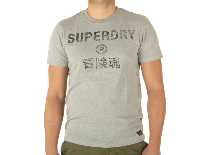 Superdry Vintage Corp Logo Tee Grey Marl homme M1011475A 07Q