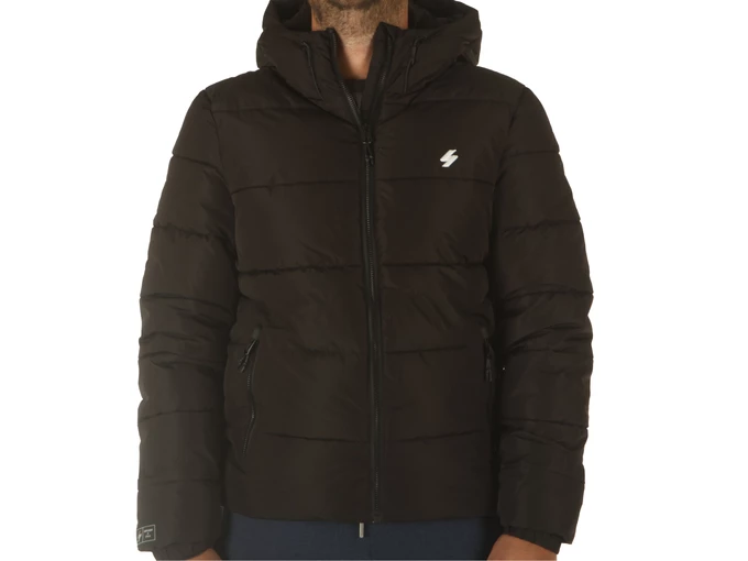 Superdry Hooded Sports Puffer Jacket Black homme M5011827A 02A