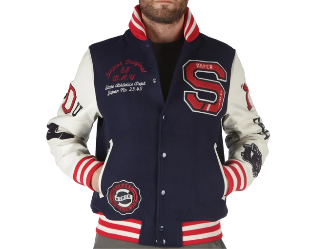 Superdry College Varsity Patched Bomber Atlantic Navy homme M5011867A GKV