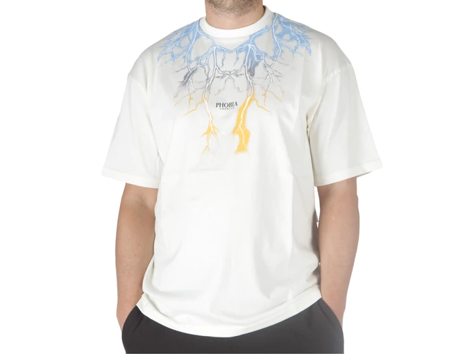 Phobia Archive White T-shirt Bicolor Lightning man PH00543