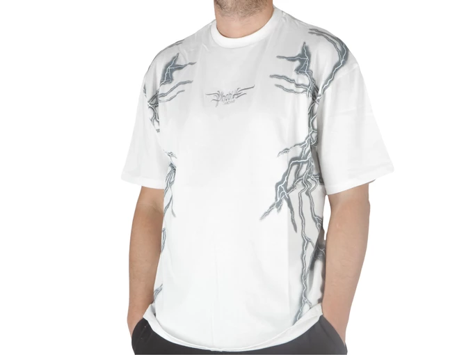 Phobia Archive White T-shirt Lateral Grey Lightning man PH00559