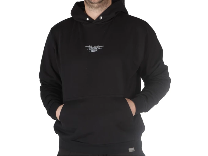 Phobia Archive Black Hoodie Embroidered Gotic man PH00588