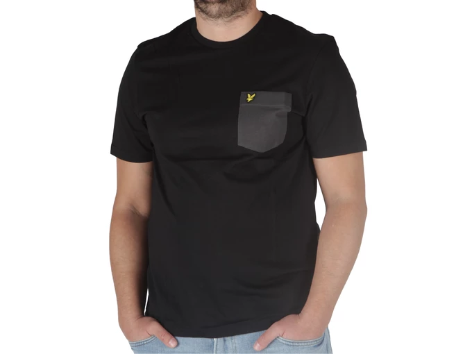 Lyle & Scott Contrast Pocket T-Shirt Jet Black Gunmetal hombre TS831VOG X176 